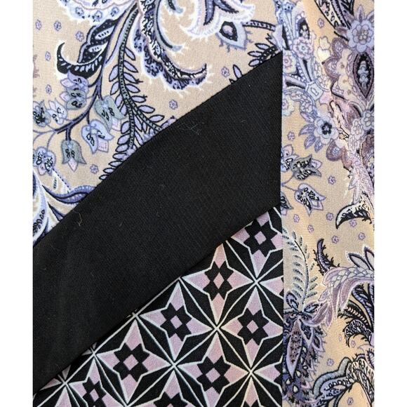 Roz & Ali Top Blouse Petite Small Purple Paisley Black Colorblock Stretch Boho - Picture 7 of 9